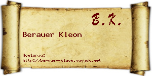 Berauer Kleon névjegykártya